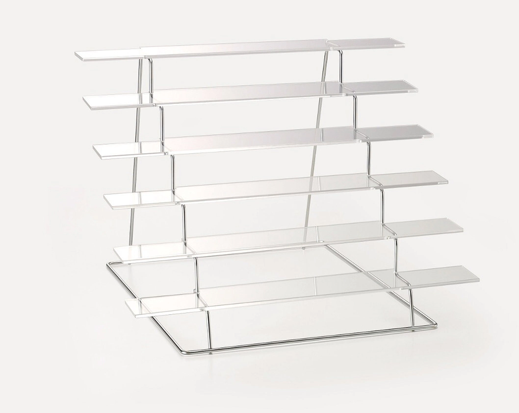 TRIBUNA DE ALAMBRE CROMADO ESTANTES CRISTAL