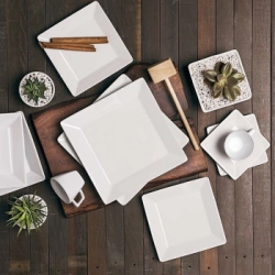 PLATO POSTRE 20,5 CM CUADRADO BLANCO OXFORD