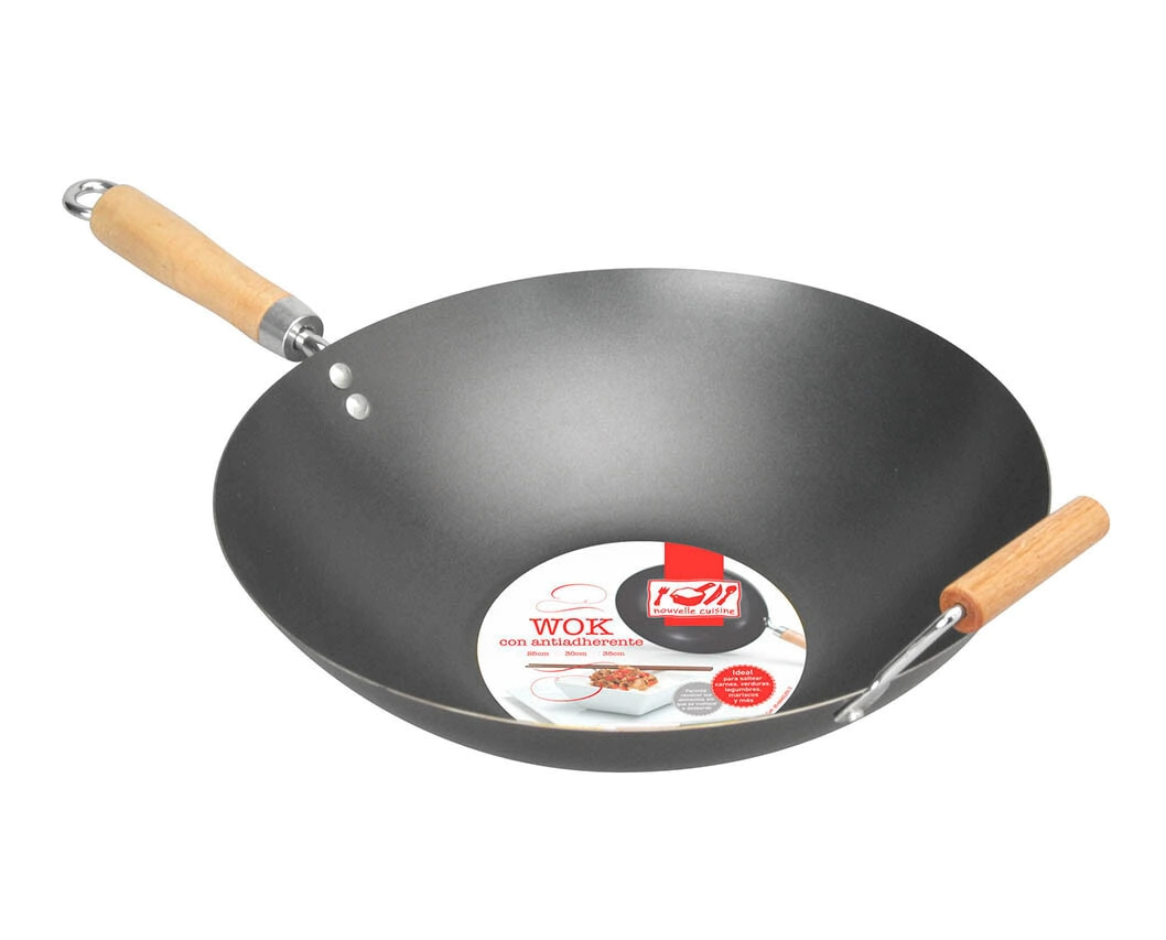 WOK N� 35 CON ANTIADHERENTE MANGO Y ASA MADERA