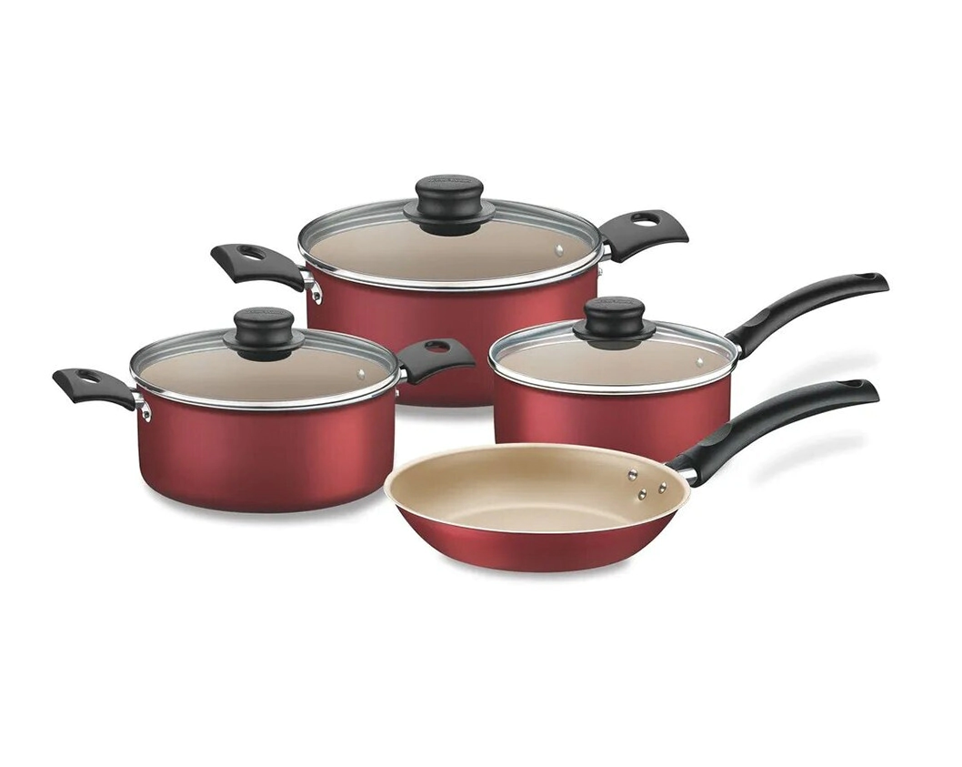 BATERIA DE COCINA TURIM 4 PIEZAS ROJA TRAMONTINA