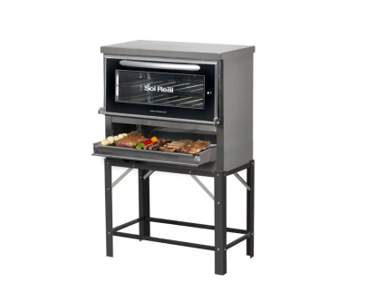 HORNO PIZZERO 6 MOLDES CON PARRILLA PUERTA DE VIDRIO GAS NATURAL SOL REAL