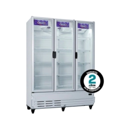 EXHIBIDORA VERTICAL 3 PUERTAS CON 12 ESTANTES MOVILES 1168 lts  2110 x 1500 x 665 INELRO