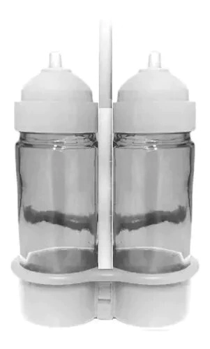 JUEGO DE ACEITERA X 2 CLASSIC CON BASE BLANCO