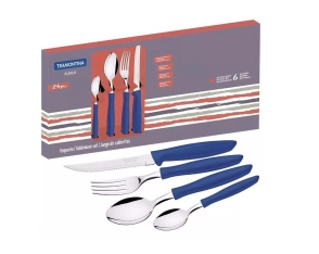JUEGO DE CUBIERTOS 24 PIEZAS PLENUS AZUL TRAMONTINA