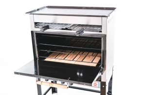 HORNO PIZZERO 8 MOLDES MULTIPLE CON PLANCHA Y DOS CARLITERAS DOBLES GAS NATURAL SOL REAL