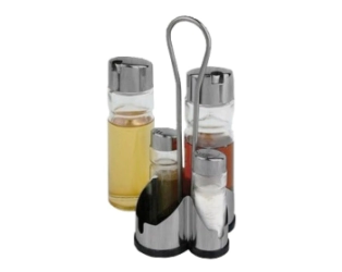 JUEGO DE ACEITERA X 4 USOS METAL Y ACERO INOXIDABLE