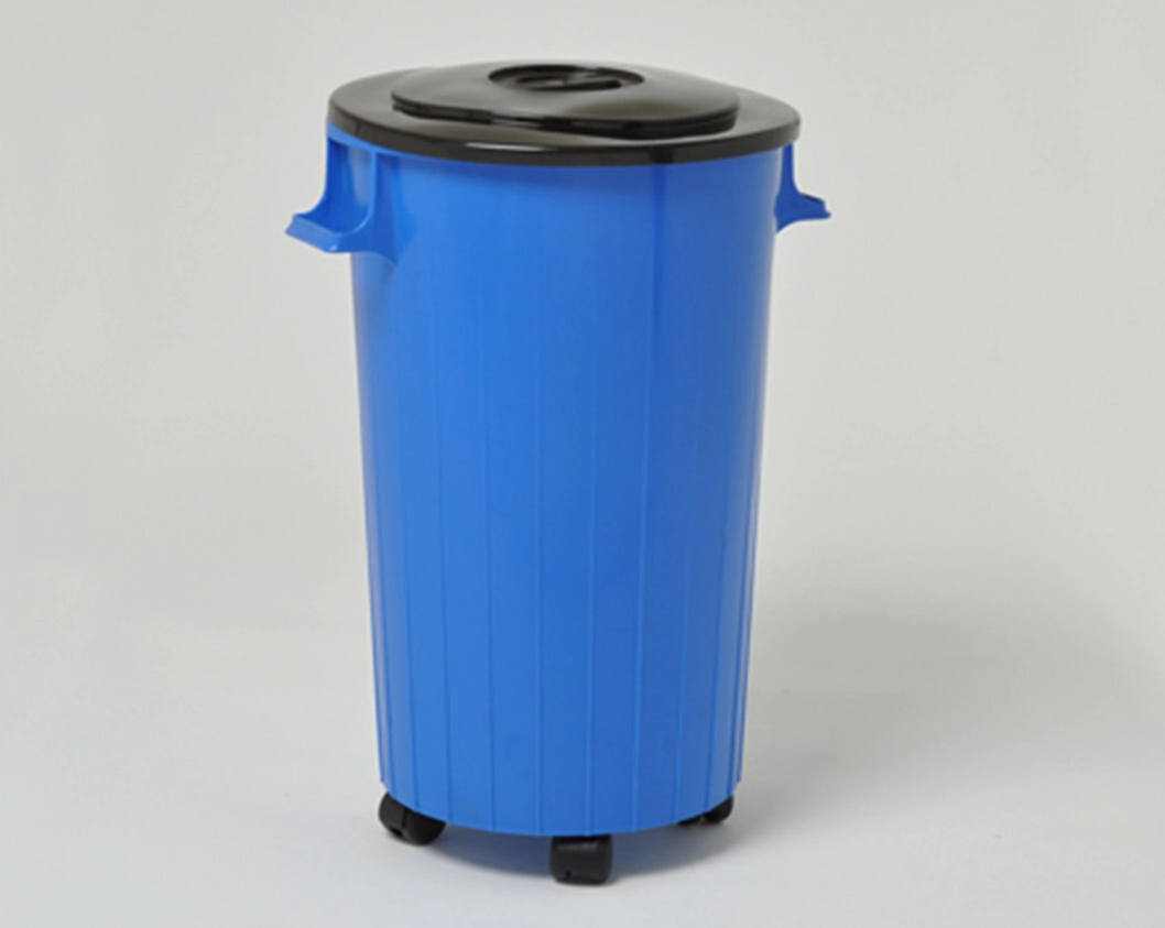 RECIPIENTE REDONDO 68 LTS CON MANIJA Y RUEDAS CON TAPA PLANA NUVA