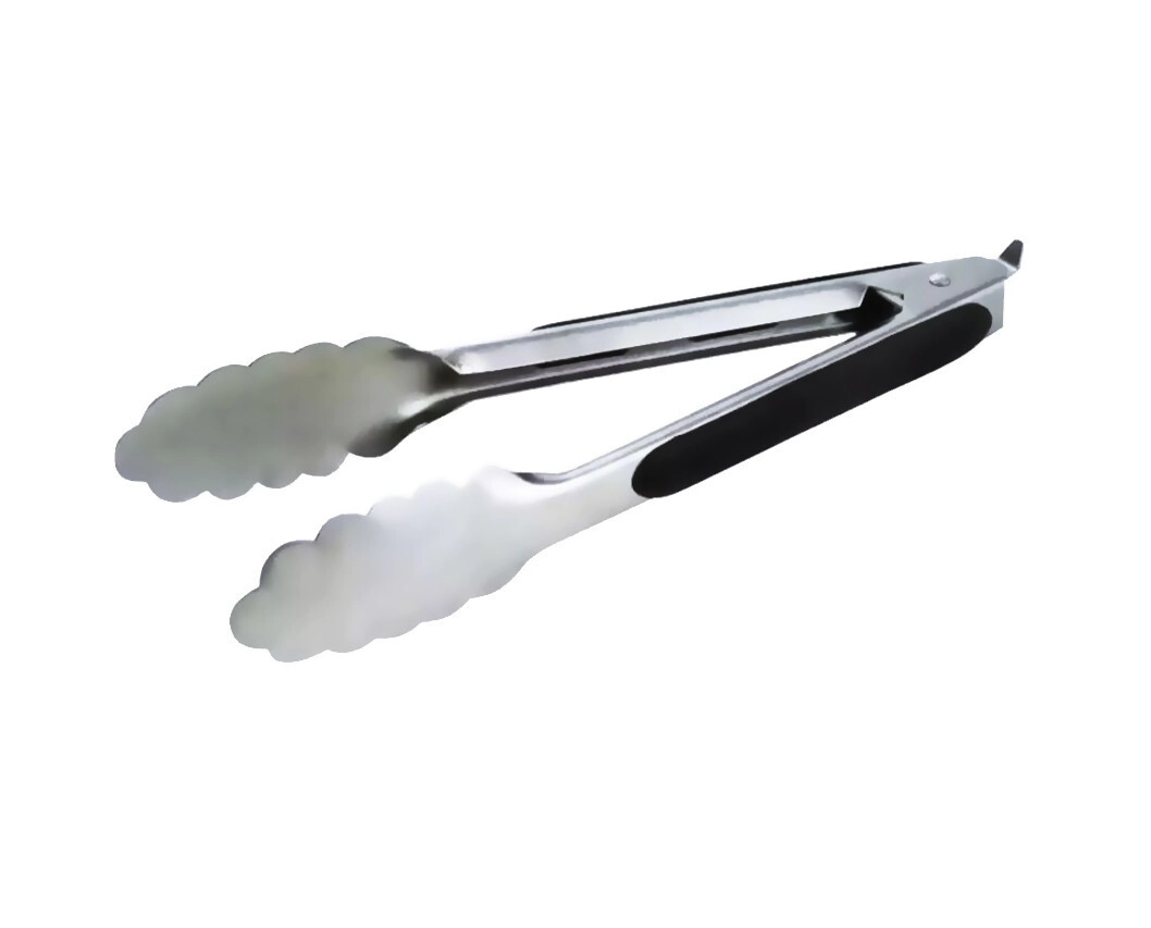 PINZA PARRILLERA 23 CM ACERO INOX. CON GRIP Y TRABA