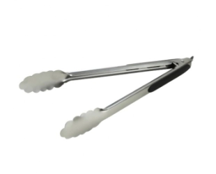 PINZA PARRILLERA 30 CM ACERO INOX. CON GRIP Y TRABA