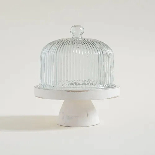 CAMPANA 20 CM BOMBAY BASE CON PIE MADERA BLANCA