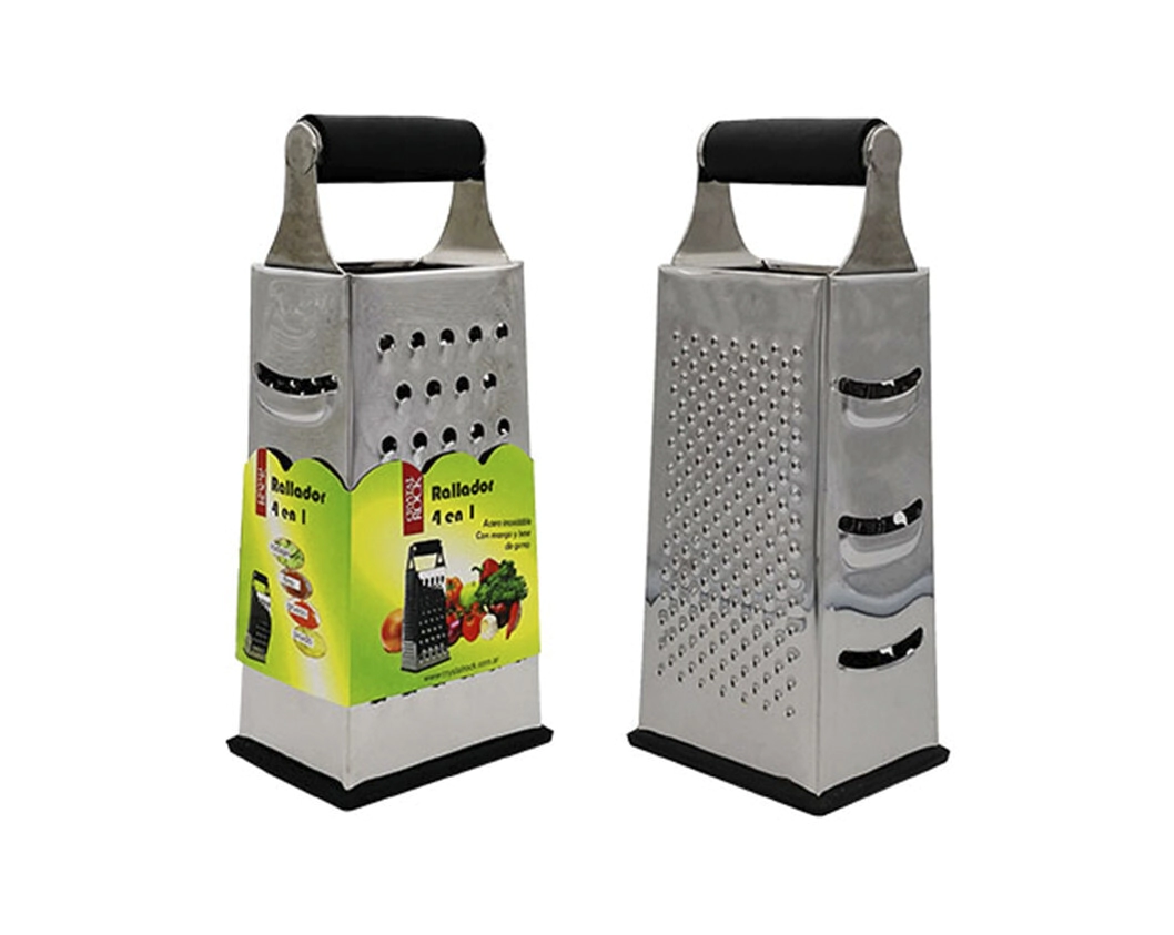 RALLADOR 4 CARAS ACERO INOXIDABLE CON MANGO Y BASE DE GOMA