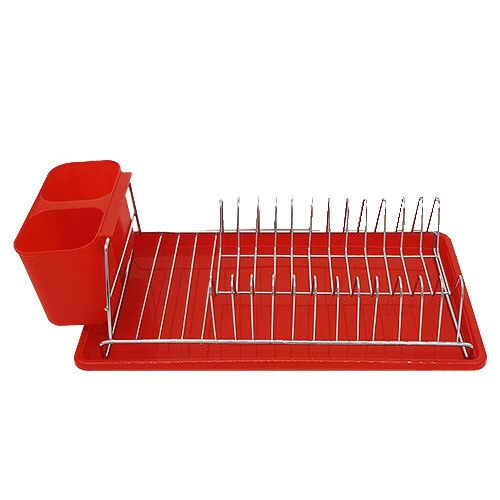 ESCURRIDOR DE PLATOS CROMADO CON BANDEJA PLASTICA